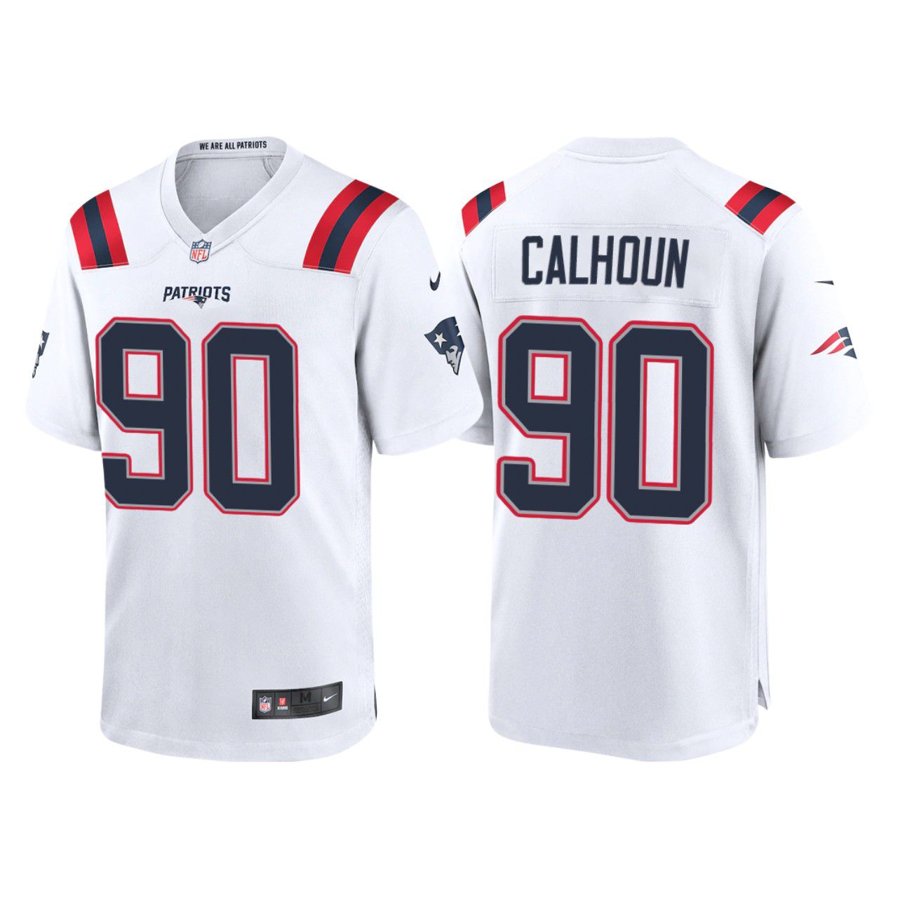 Men New England Patriots #90 Shilique Calhoun Nike White Game Player NFL Jersey